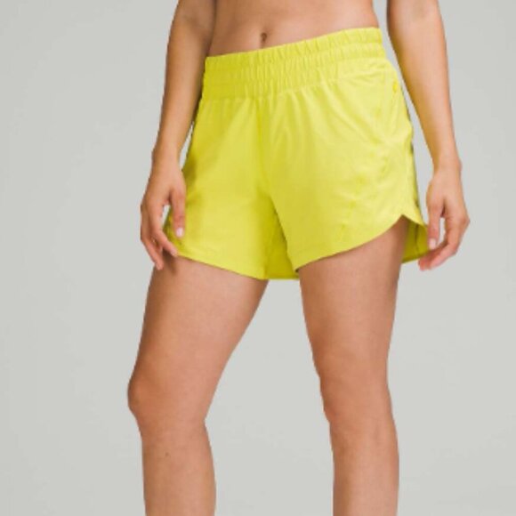 Lululemon Track That Mid-Rise Lined Short 5” Yellow Serpentine Size 4 - Picture 1 of 6